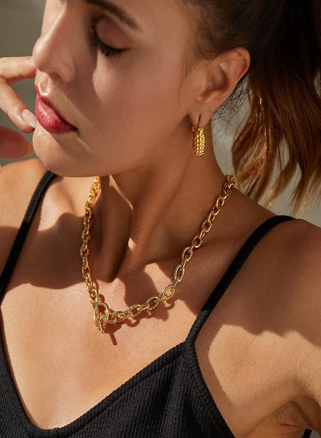FRUMOS Layered necklaces for women cuban chain necklace for women 18K gold-plated necklace thickness chain Dainty fashion jewelry for Women Girls(Twisted thick chain) - Image 4